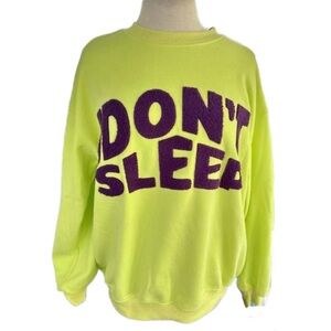 Mochy “I DON’T SLEEP” Neon Yellow Green Purple Size OS One Size Cotton